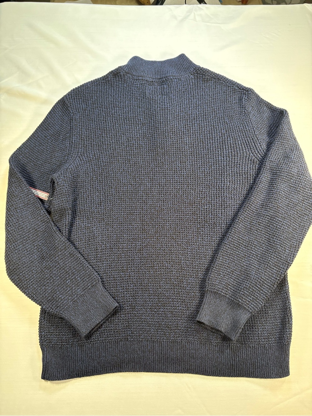 NWT Flag & Anthem Mens Size Large Blue Button Mock Neck Waffle Knit Sweater - Picture 3 of 8